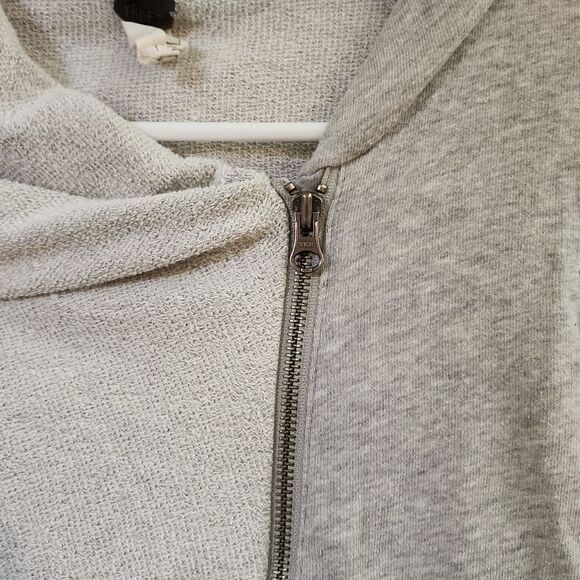 Free people small top jacket sweatshirt zipper up ruffle distressed grey - Picture 4 of 6